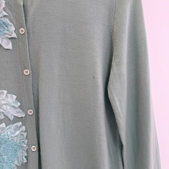 J. Crew Floral Appliqué Jackie Cardigan Mint Green Medium - Picture 3 of 6